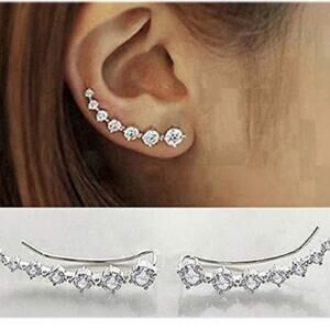 Elensan Earring 925 Sterling Silver NWT Crystal Fashion Jewelry Ear Cuff Climber